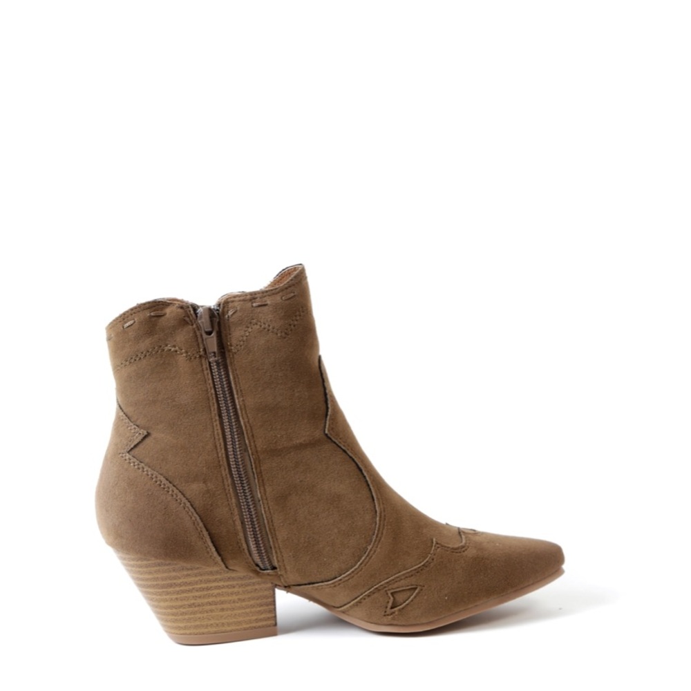 Taupe Oiled Rubbed Pointy Toe Stitched Cowboy Boot - Picture 3 of 6